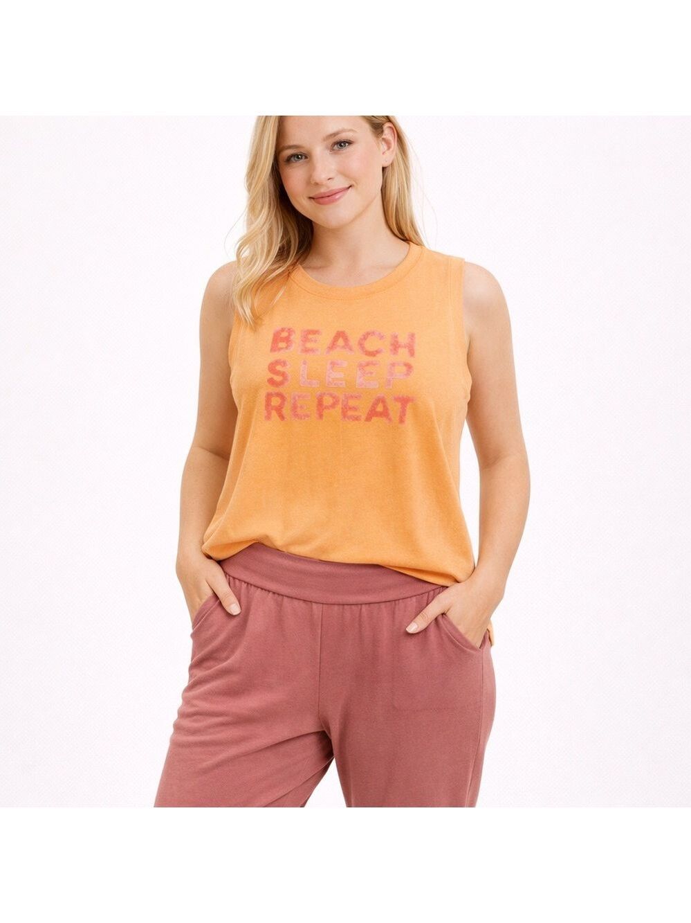 Boxy muscle t-shirt NWT peach 100% cotton Retro pink sleeveless in medium